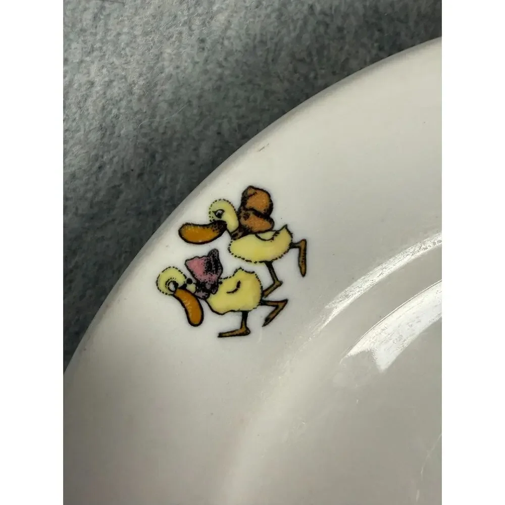 Vintage Mayer China Toyland Child's Plate & Bowl Set Puppies Ducks Frogs